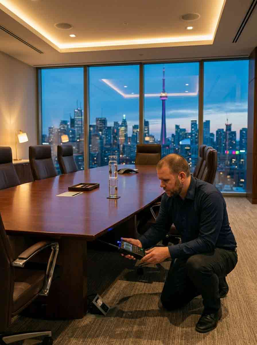 Office and boardroom bug detection Toronto Financial District